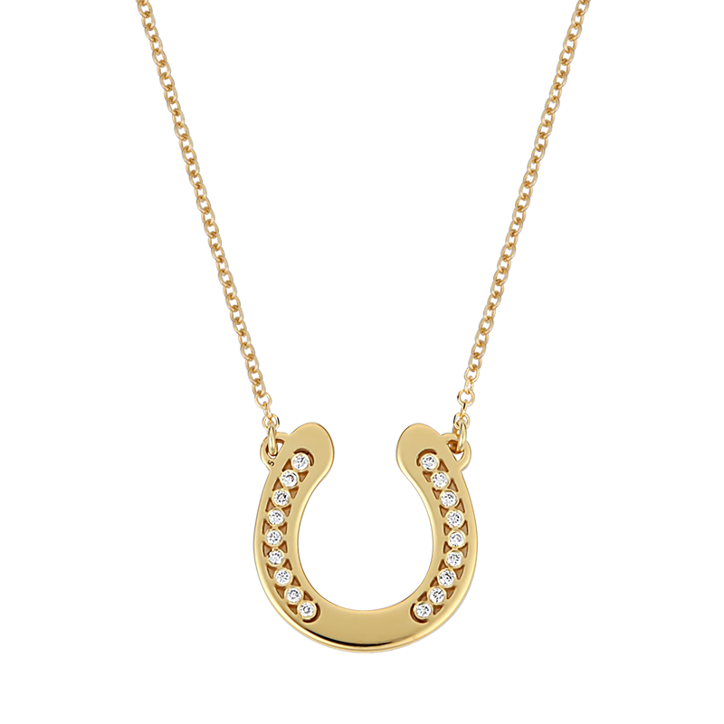 Gold horseshoe necklace outlet with diamonds
