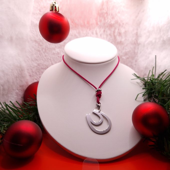 Horseshoe of Luck 2024 - Necklace with Fuchsia Cotton Cord