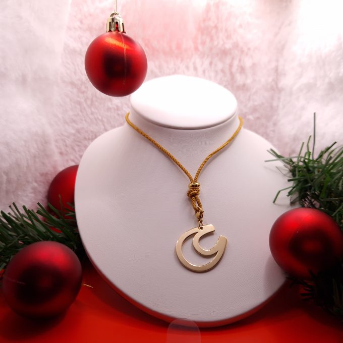Horseshoe of Luck 2024 - Necklace with Golden Yellow Cotton Cord 