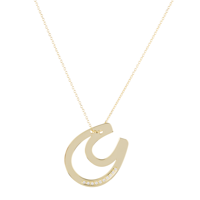 Diamond Double Horseshoe - Yellow Gold Necklace