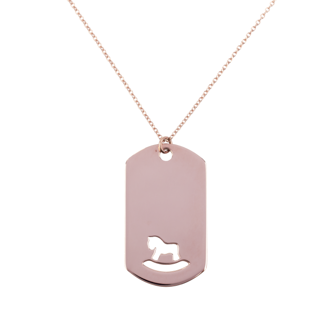 Toy Horse in an Impressive Plaque - Rose Gold Necklace