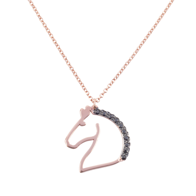 Black Diamond Horse - Rose Gold Necklace