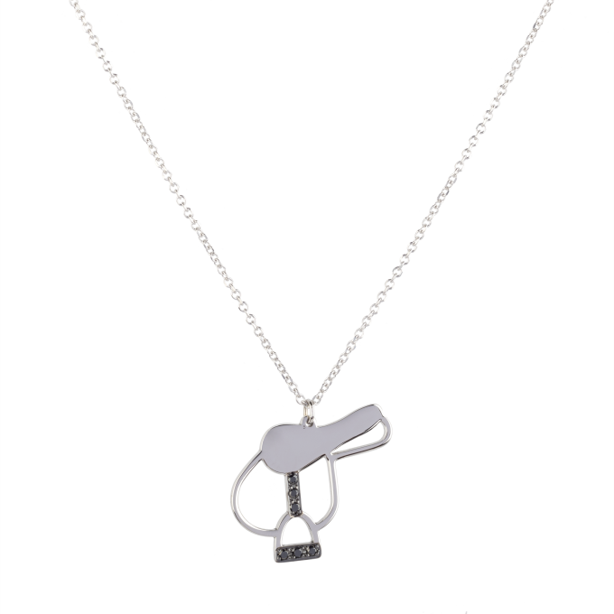 Black Diamond Saddle - White Gold Necklace
