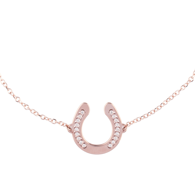 Diamond Big Horseshoe Pink Gold Bracelet Equestrian jewellery