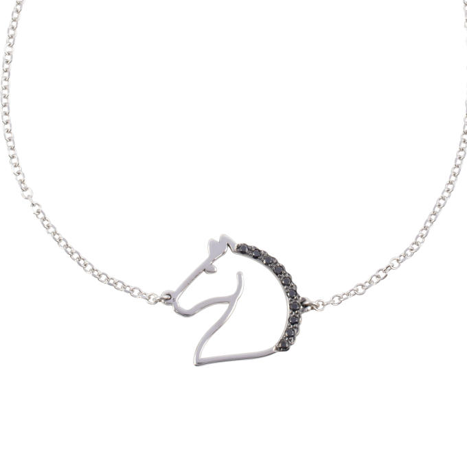 Black Diamond Horse White Gold Bracelet Equestrian jewellery