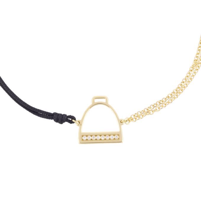 Half Chain Diamond Stirrup - Yellow Gold Bracelet