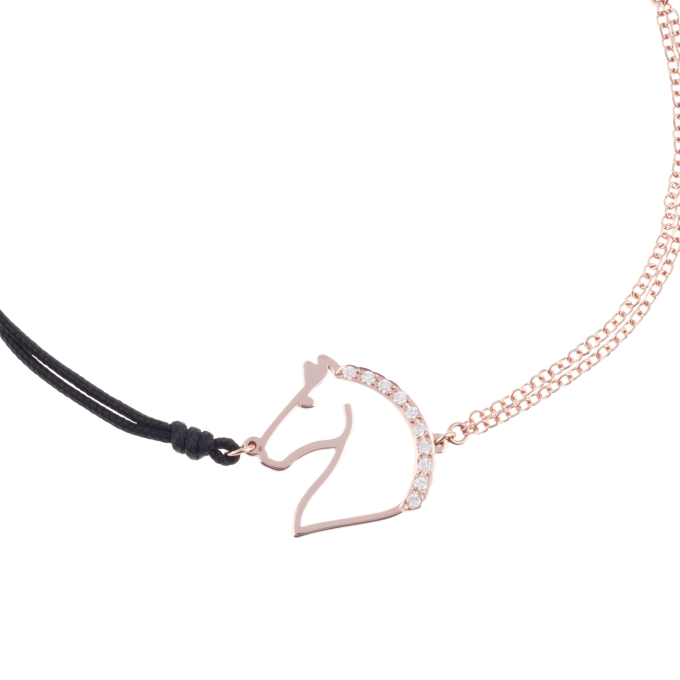 Half Chain Diamond Horse - Rose Gold Bracelet