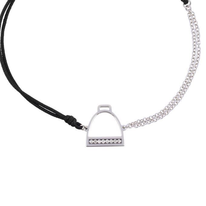 Half Chain Diamond Stirrup - White Gold Bracelet