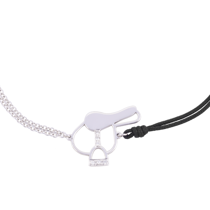 Half Chain Diamond Saddle - White Gold Bracelet