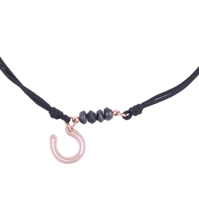 Black Spinels Horseshoe - Rose Gold Bracelet