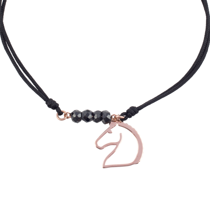 Black Spinels Horse - Rose Gold Bracelet
