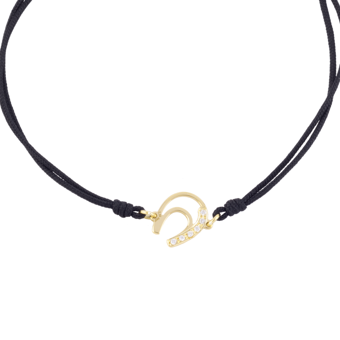 Diamond Small Horseshoe Yellow Gold Bracelet