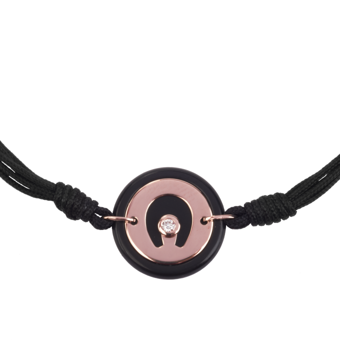 Black Ceramic Horseshoe - Rose Gold Bracelet