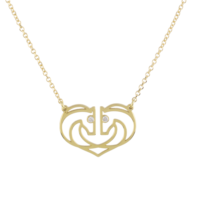 Two Horses One Heart Diamond - Yellow Gold Necklace