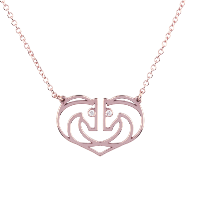 Two Horses One Heart Diamond - Rose Gold Necklace