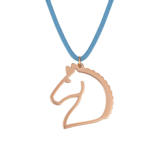 Baby Blue Horse - Rose Gold Necklace