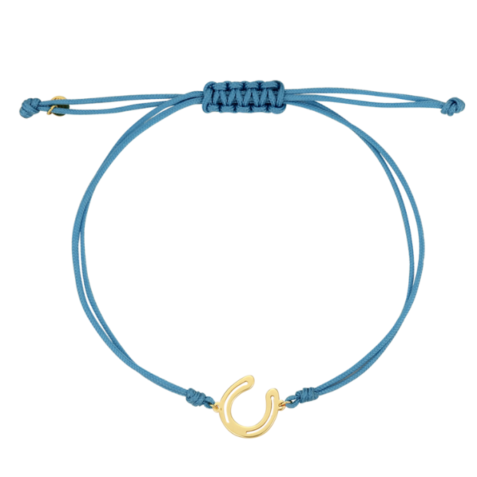 Baby Blue Small Horseshoe - Yellow Gold Bracelet