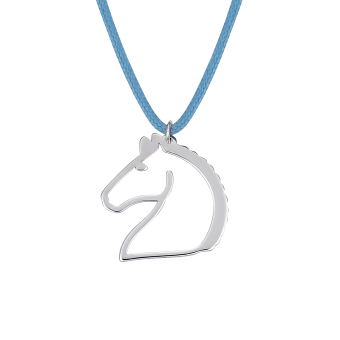 Baby Blue Horse - White Gold Necklace
