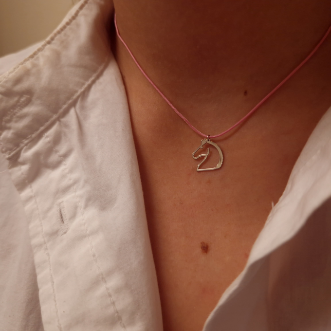 Baby Pink Horse - White Gold Necklace