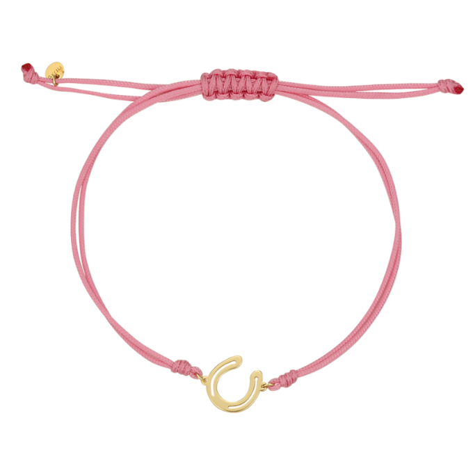 Baby Pink Small Horseshoe - Yellow Gold Bracelet
