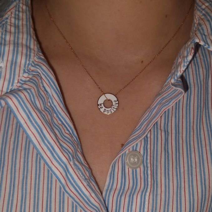 Be Positive White Ceramic - Rose Gold Necklace