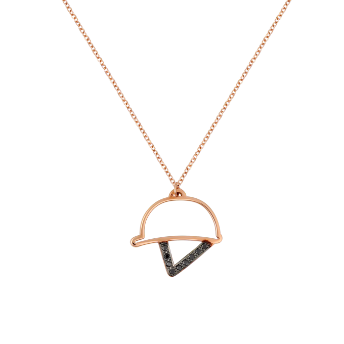 Black Diamond Figure of Helmet - Rose Gold Nekclace