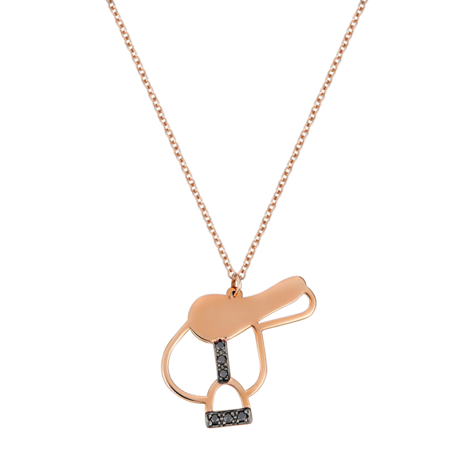 Black Diamond Saddle - Rose Gold Necklace