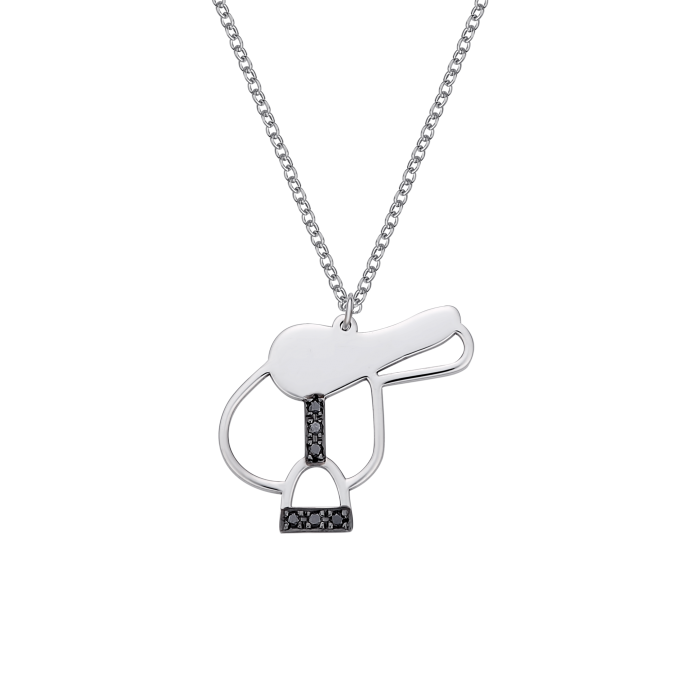 Black Diamond Saddle - White Gold Necklace