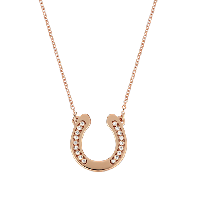 Diamond Big Horseshoe Pink Gold 