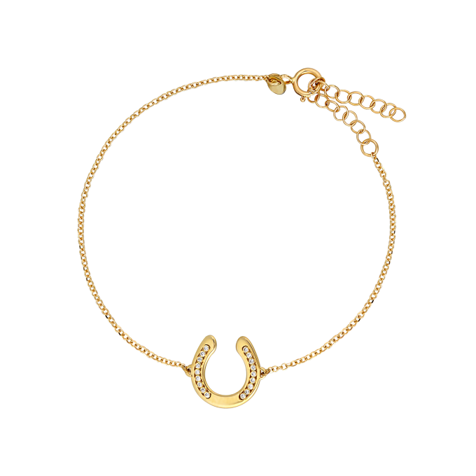 Diamond Big Horseshoe Yellow Gold Bracelet Equestrian jewellery