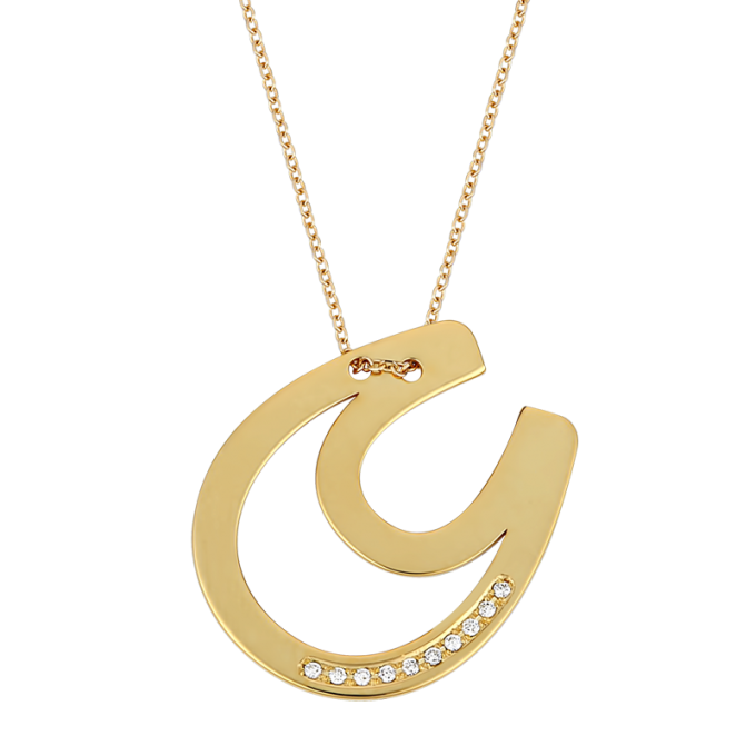 Diamond Double Horseshoe - Yellow Gold Necklace
