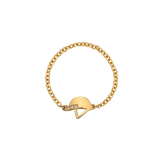 Diamond Helmet - Yellow Gold Ring