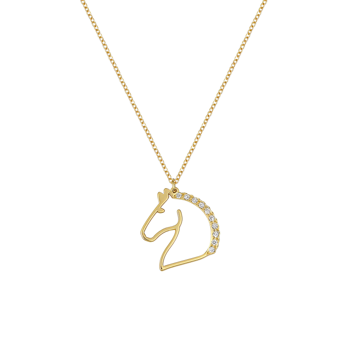 Diamond Horse - Yellow Gold Necklace