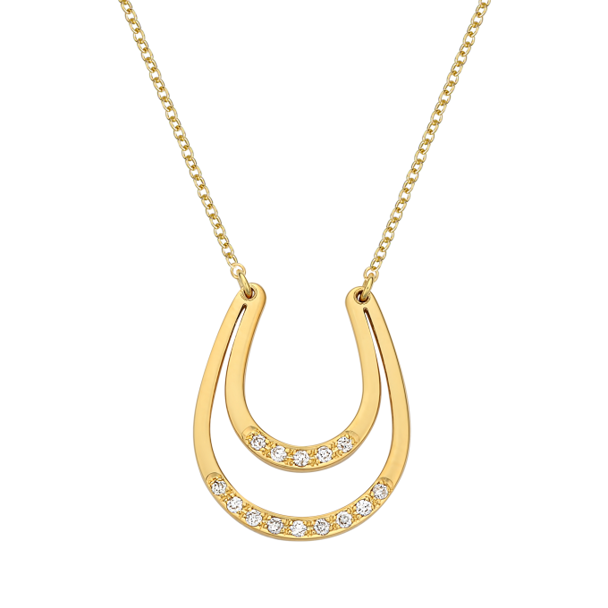 Diamond Lucky Horseshoe - Yellow Gold Necklace