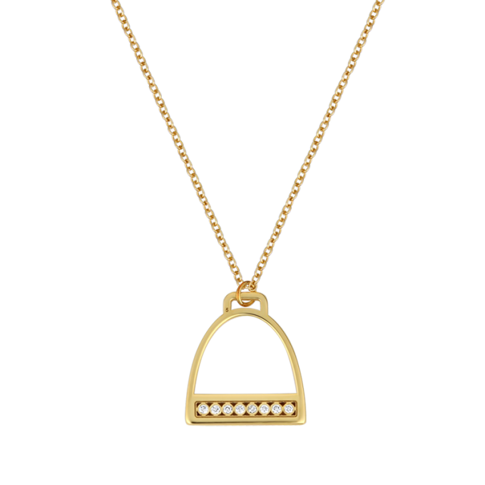 Diamond Stirrup - Yellow Gold Necklace