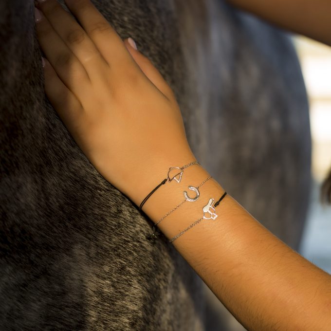 Half Chain Diamond Saddle - White Gold Bracelet