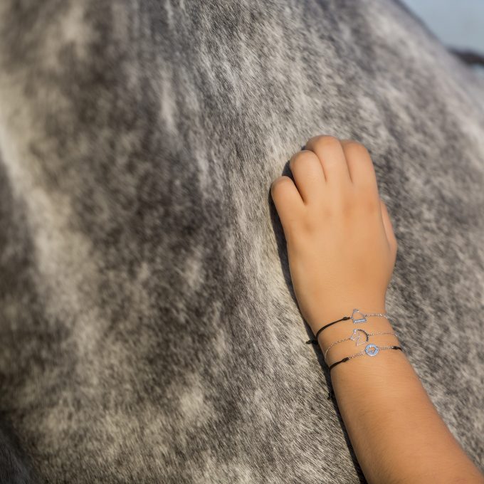 Half Chain Diamond Stirrup - White Gold Bracelet