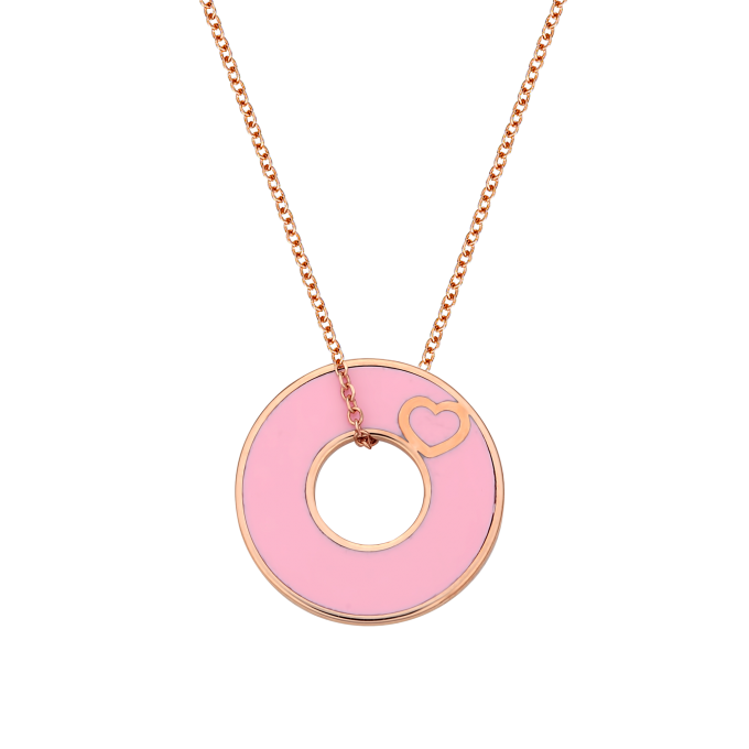 Happiness Pink Ceramic - Rose Gold Necklace