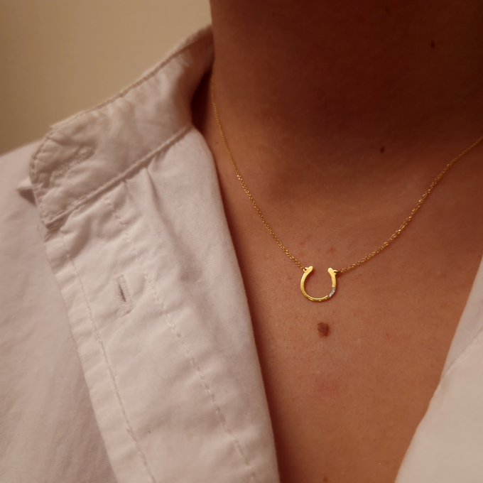 Minimal Horseshoe -Yellow Gold Necklace 