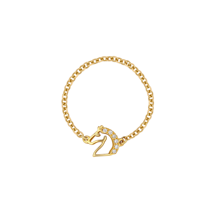 Diamond Horse - Yellow Gold Ring