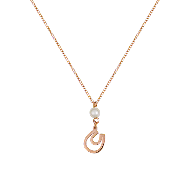 Pearl and Horseshoe - Rose Gold Necklace