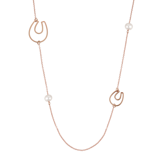 Pearls and Horseshoes - Rose Gold Necklace