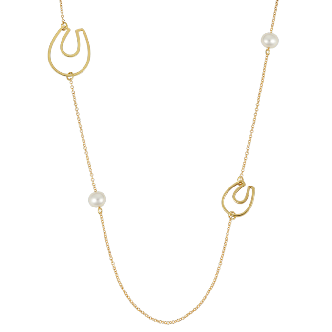 Pearls and Horseshoes - Yellow Gold Necklace