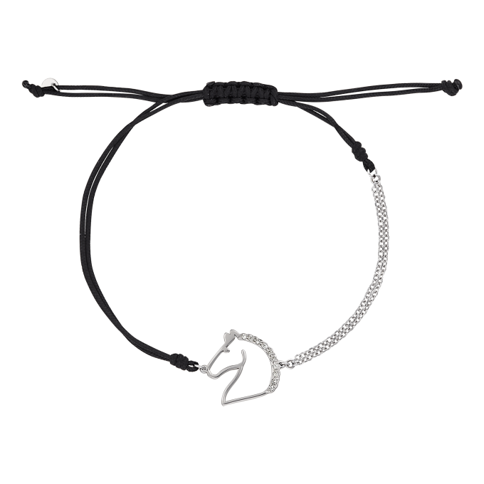 Half Chain Diamond Horse - White Gold Bracelet