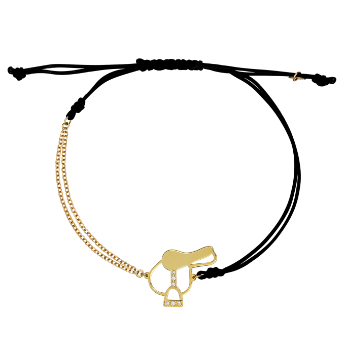 Half Chain Diamond Saddle - Yellow Gold Bracelet