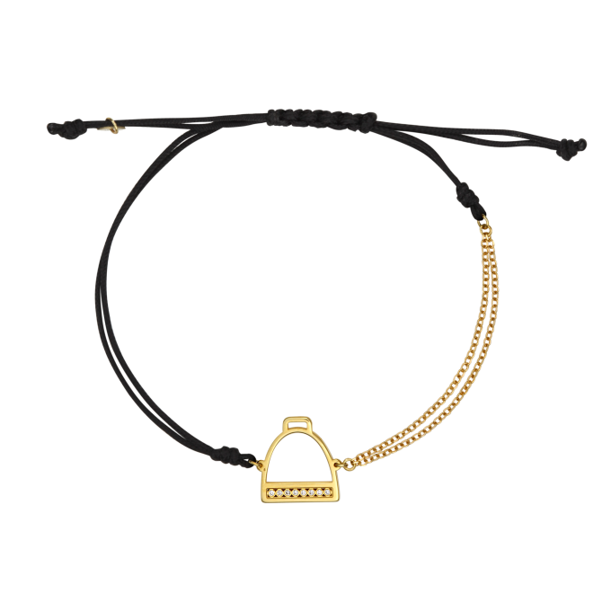 Half Chain Diamond Stirrup - Yellow Gold Bracelet