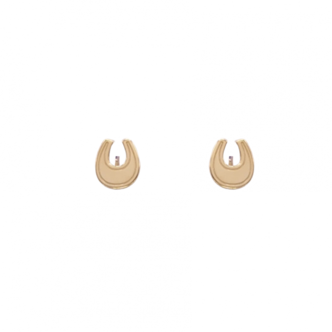 Shiny Horseshoe Stud Earrings in 14K Gold