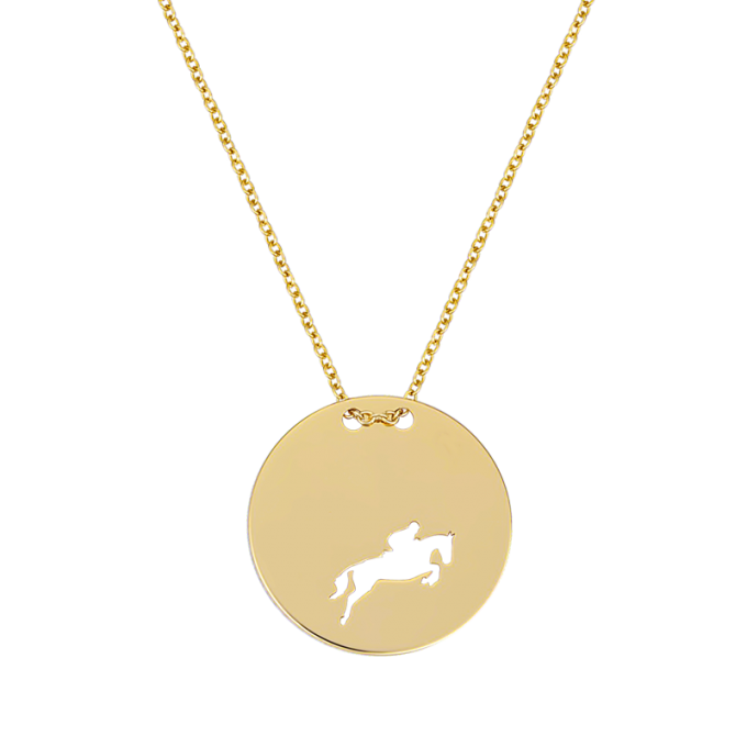 Show Jumping Amazon In Round Slab - Yellow Gold Necklace