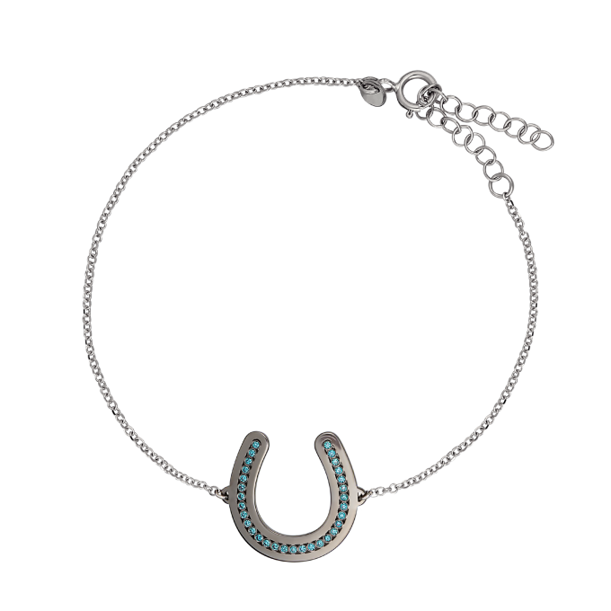 Blue Diamond Impressive Horseshoe - Black Rhodium Gold Bracelet