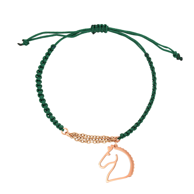 Handmade Lucky Charm 2023 Horse bracelet with Cypress Green Macramé